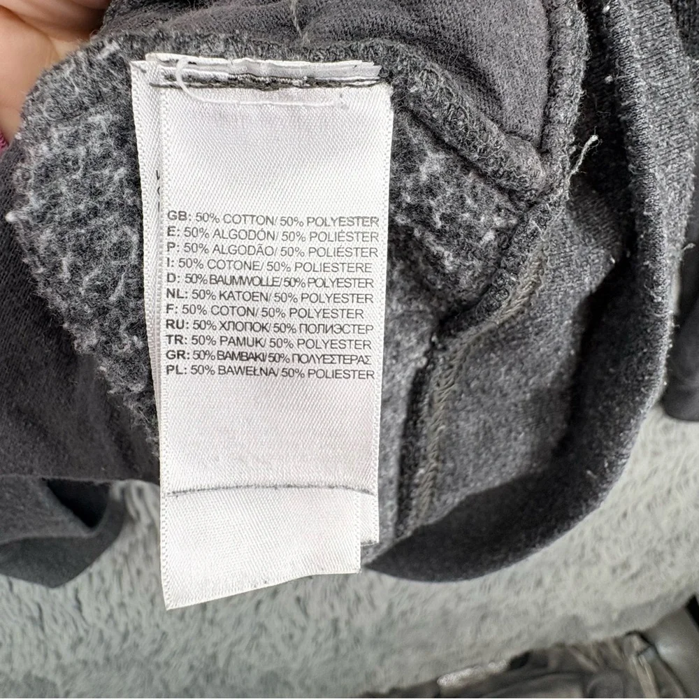 North Face Hoodie Mens Small Gray Spellout Graphic Pullover